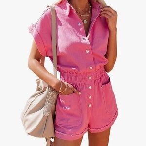 Pink Button-Up Romper